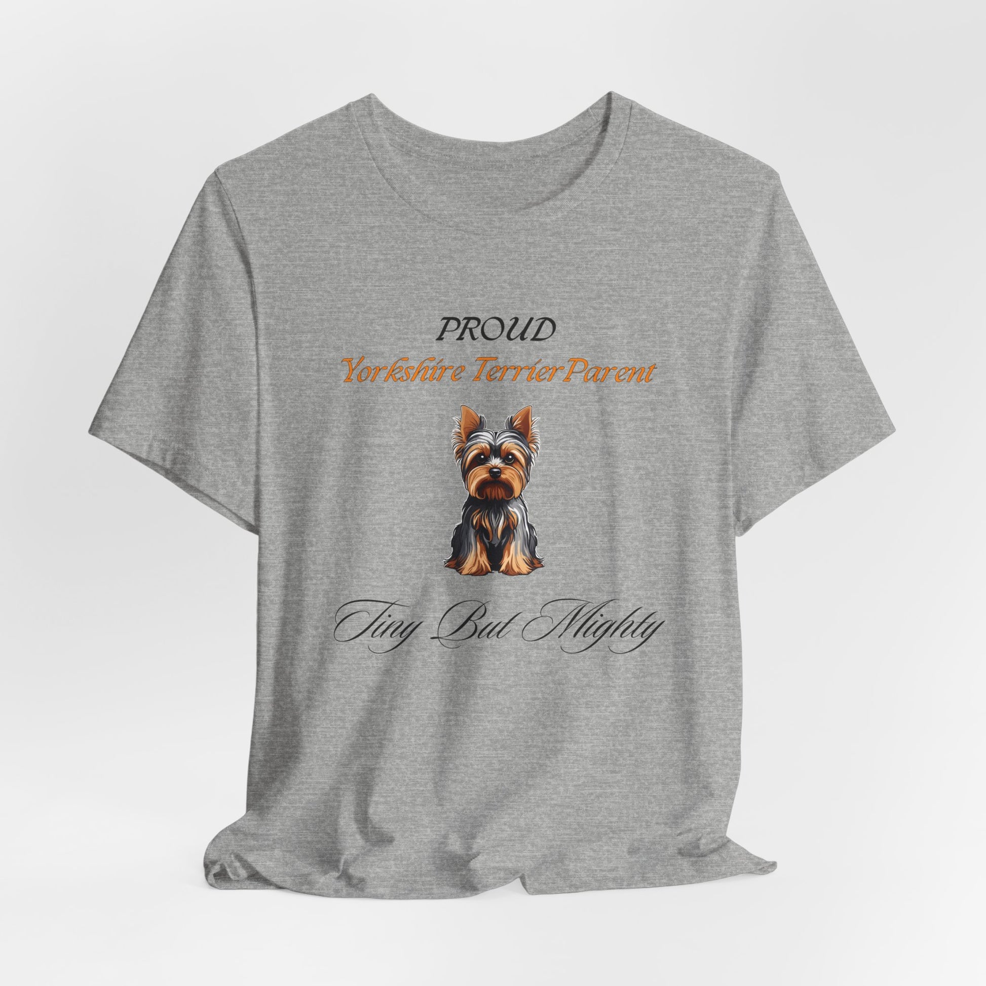 Proud Yorkshire Terrier Parent organic cotton t-shirt presented as a Yorkie lover gift
