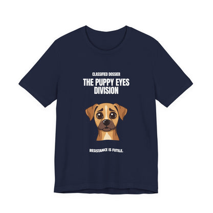 Puppy Eyes Division T-Shirt – ‘Resistance Is Futile’ Cute Dog Tee