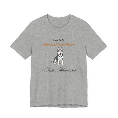 Proud Siberian Husky Parent t-shirt in Athletic Heather, front view