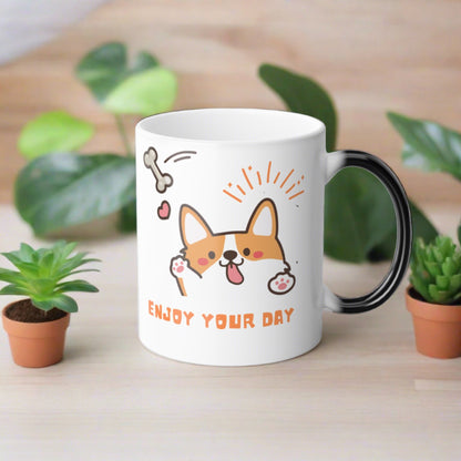 Enjoy your day, Color Morphing Mug, 11oz - Sniff Waggle And Walk