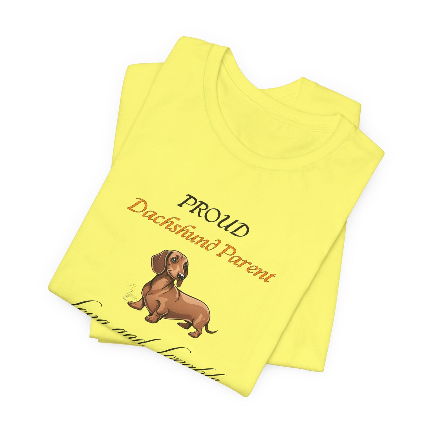 Proud Dachshund Parent t-shirt sleeve and collar detail