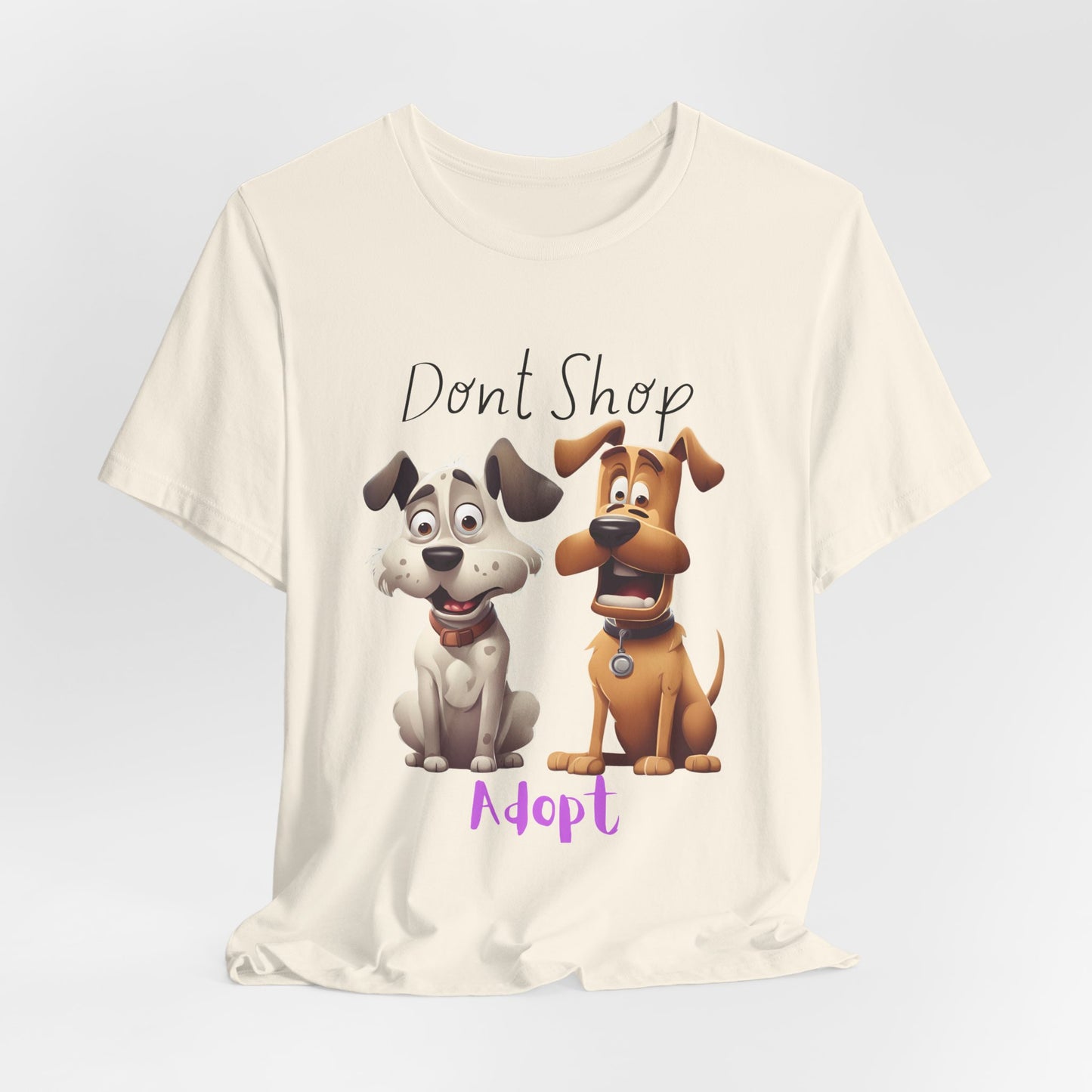 Don't Shop Adopt rescue dog t-shirt — organic unisex tee promoting pet adoption, Sniff Waggle And Walk