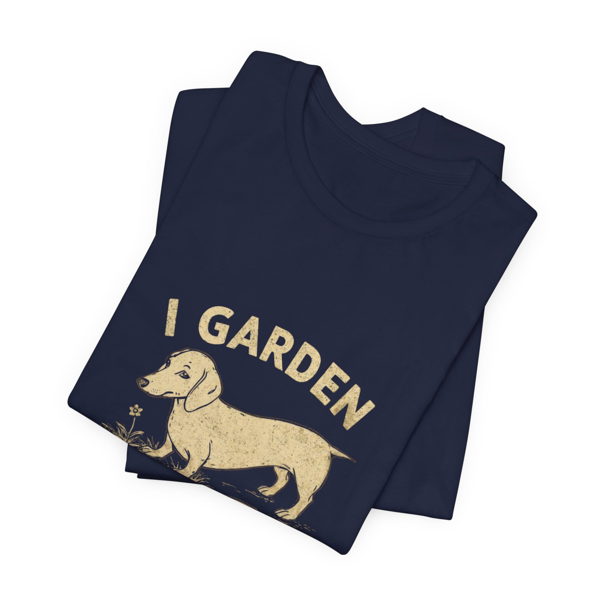 Dachshund gardening t-shirt black flat lay