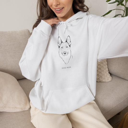 German Shepherd Dog Mum line art hoodie in White