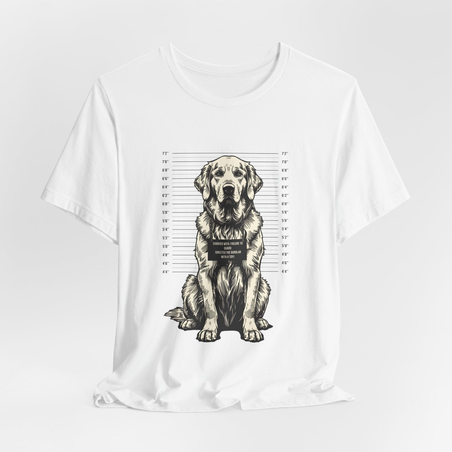 White colourway of the Golden Retriever True Crime Night Shift t-shirt