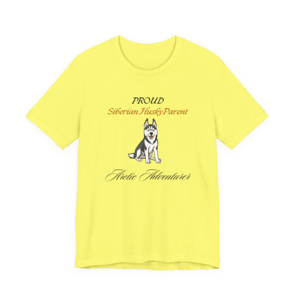 Proud Siberian Husky Parent t-shirt in Natural, front view