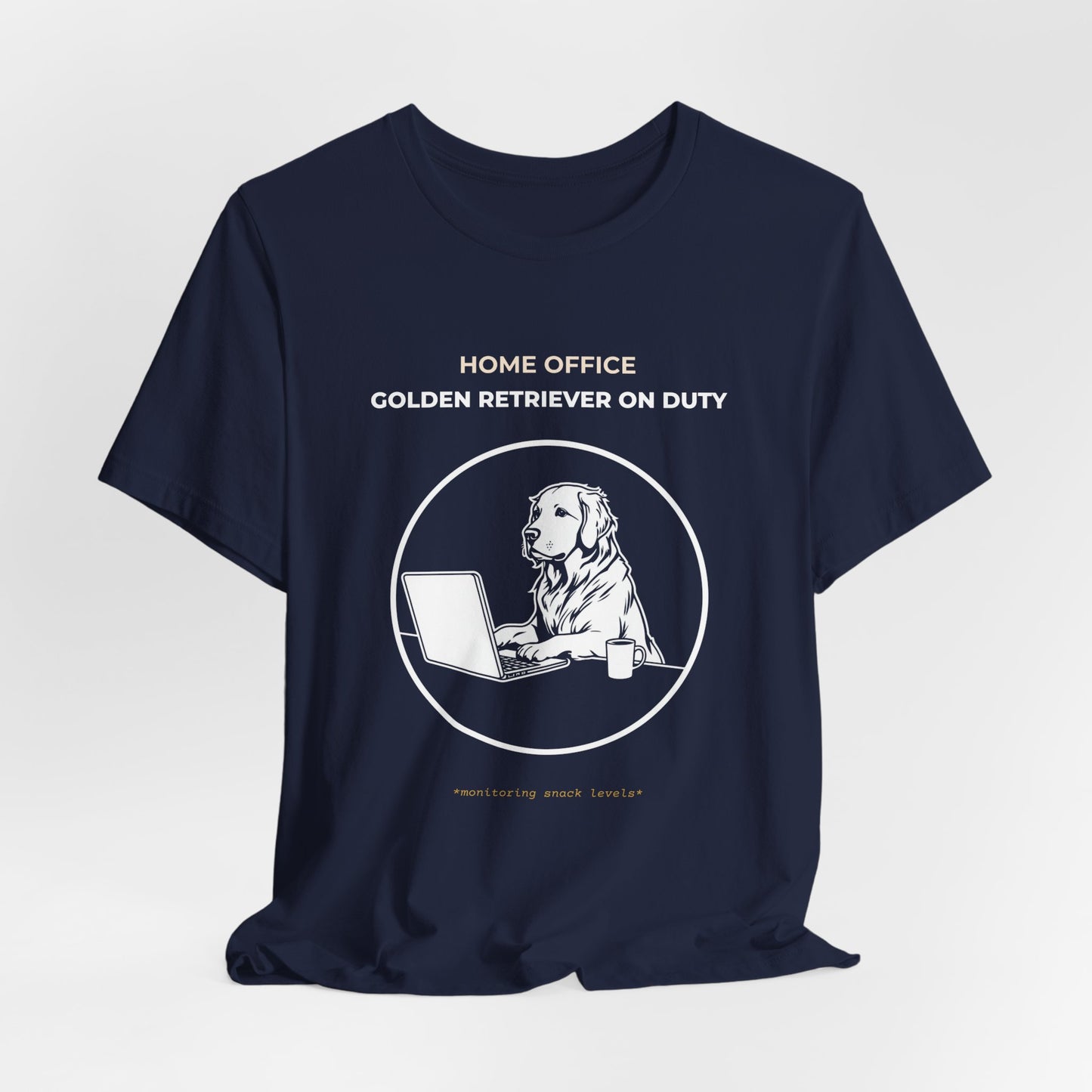 Golden Retriever Home Office T-Shirt — "Golden Retriever On Duty"