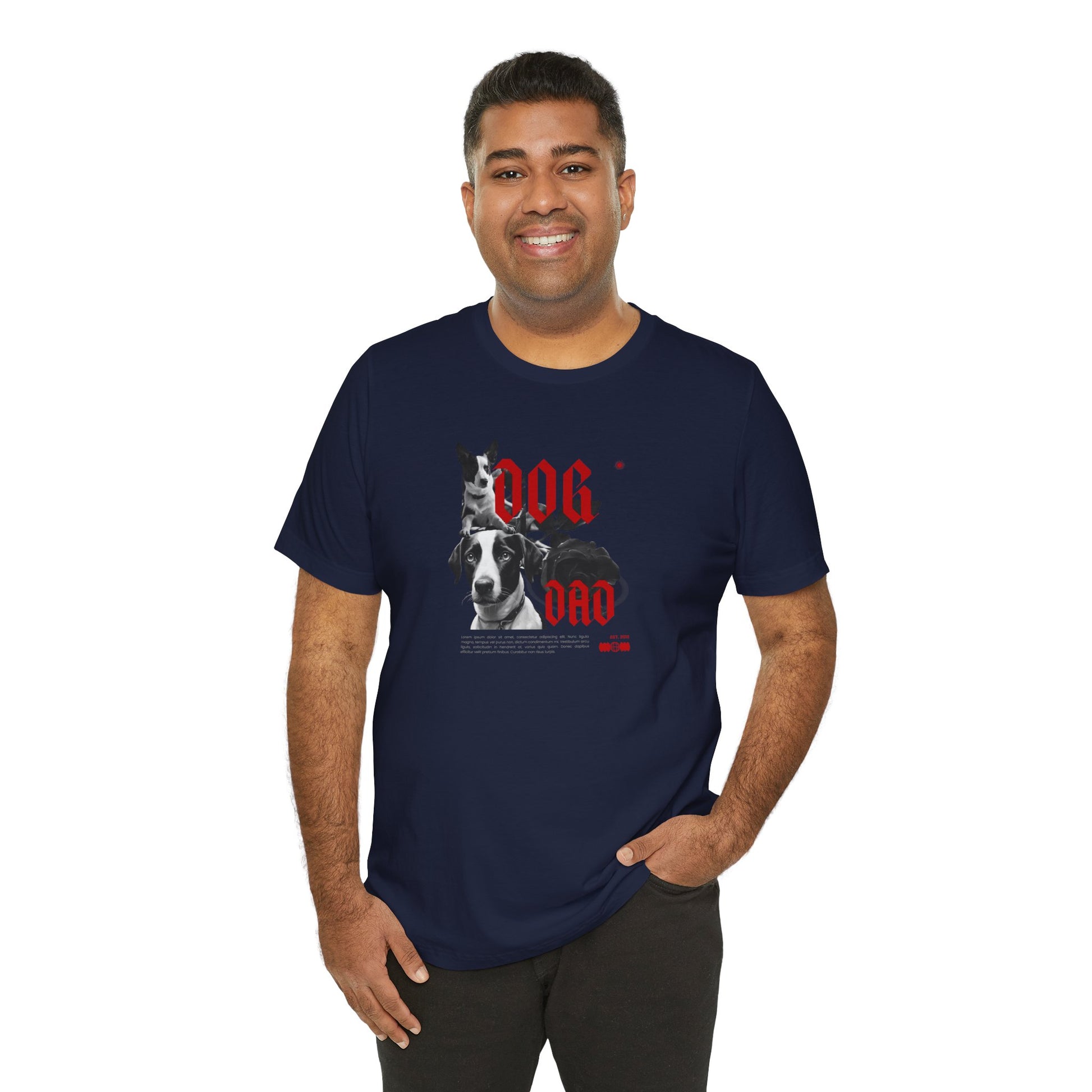 DOG DAD t-shirt styled outfit, lifestyle photo