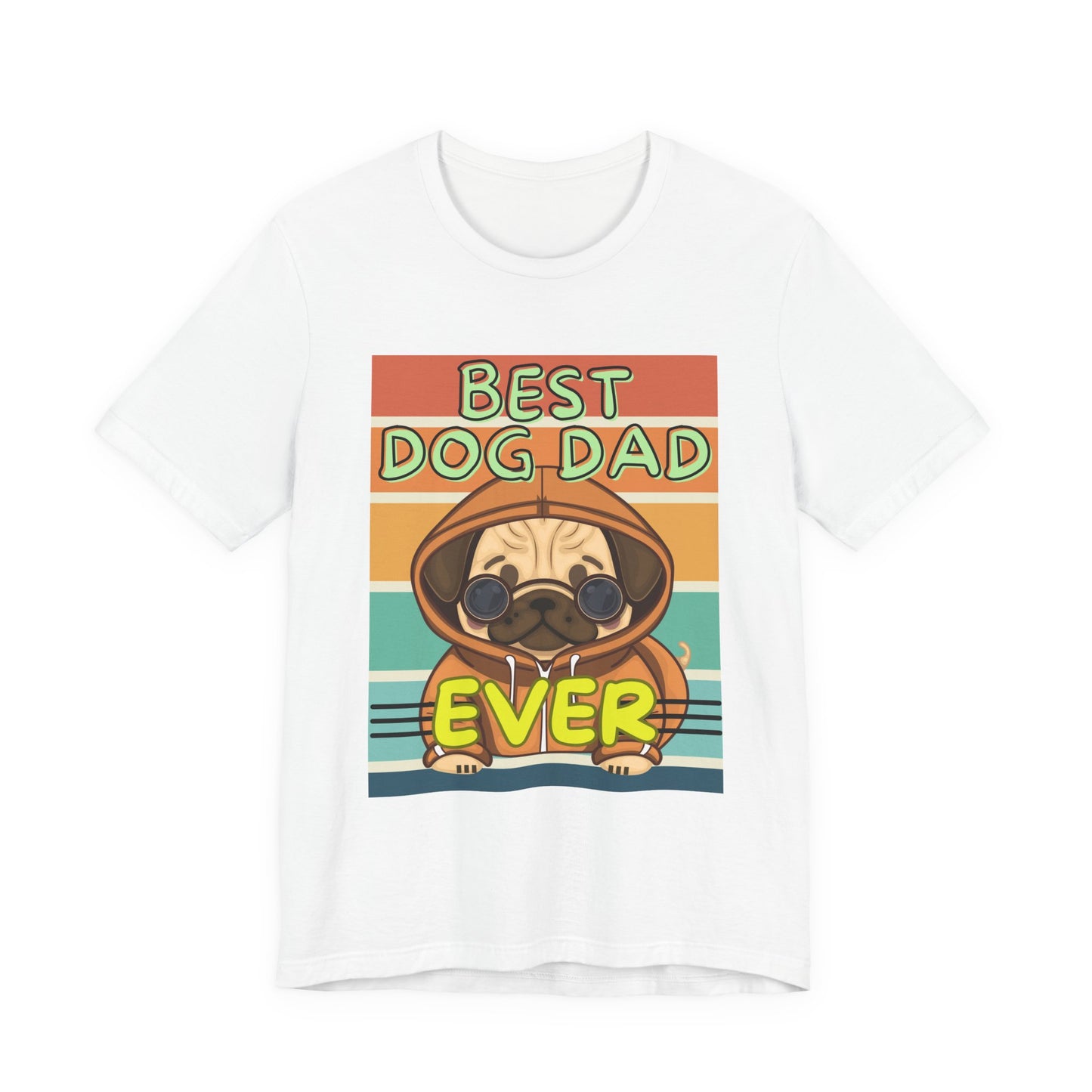 Best Dog Dad Ever T-Shirt — close-up of retro pug dog dad print
