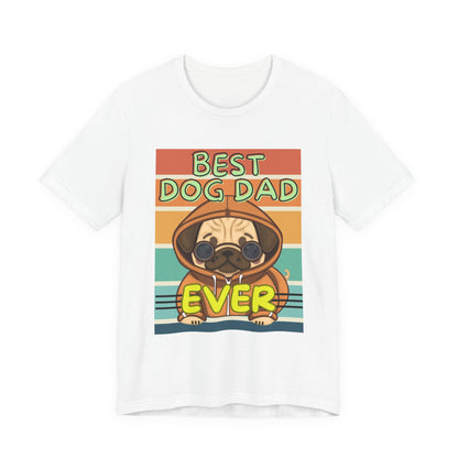 Best Dog Dad Ever T-Shirt — close-up of retro pug dog dad print