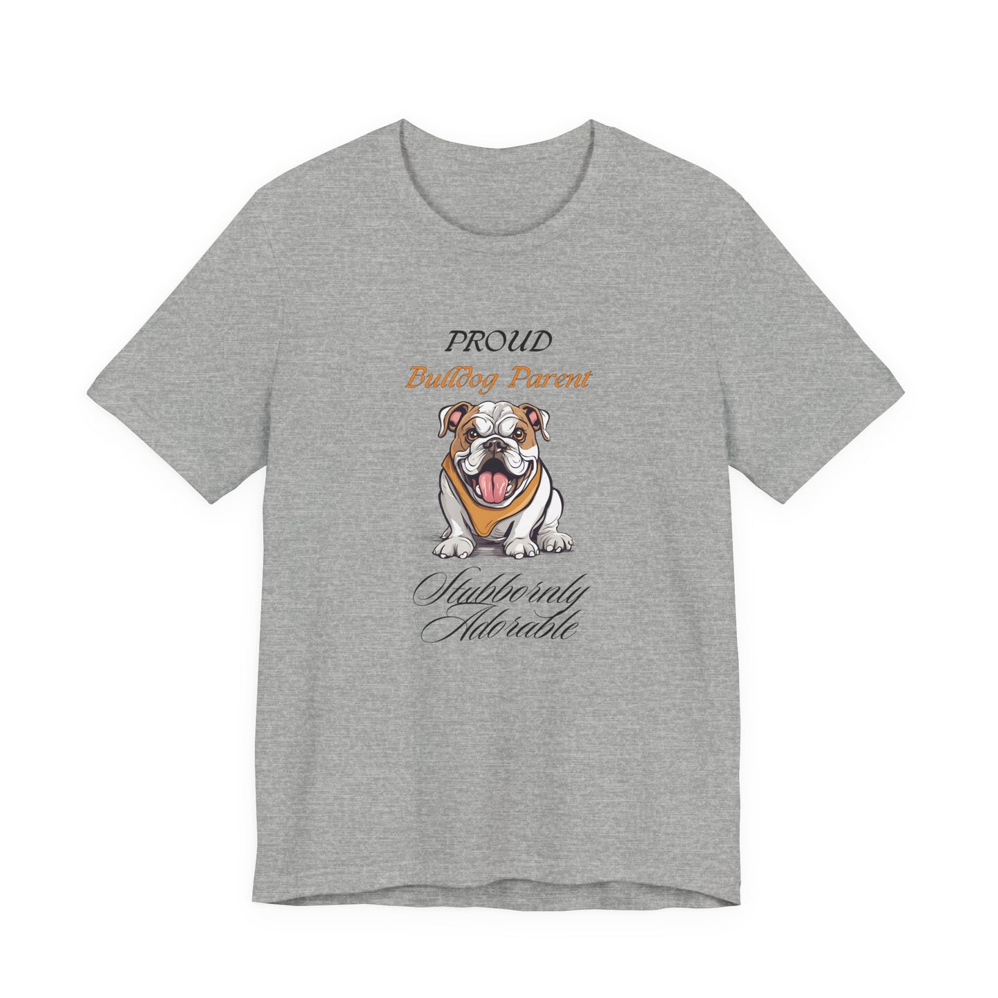 Proud Bulldog Parent t-shirt in Athletic Heather, front view