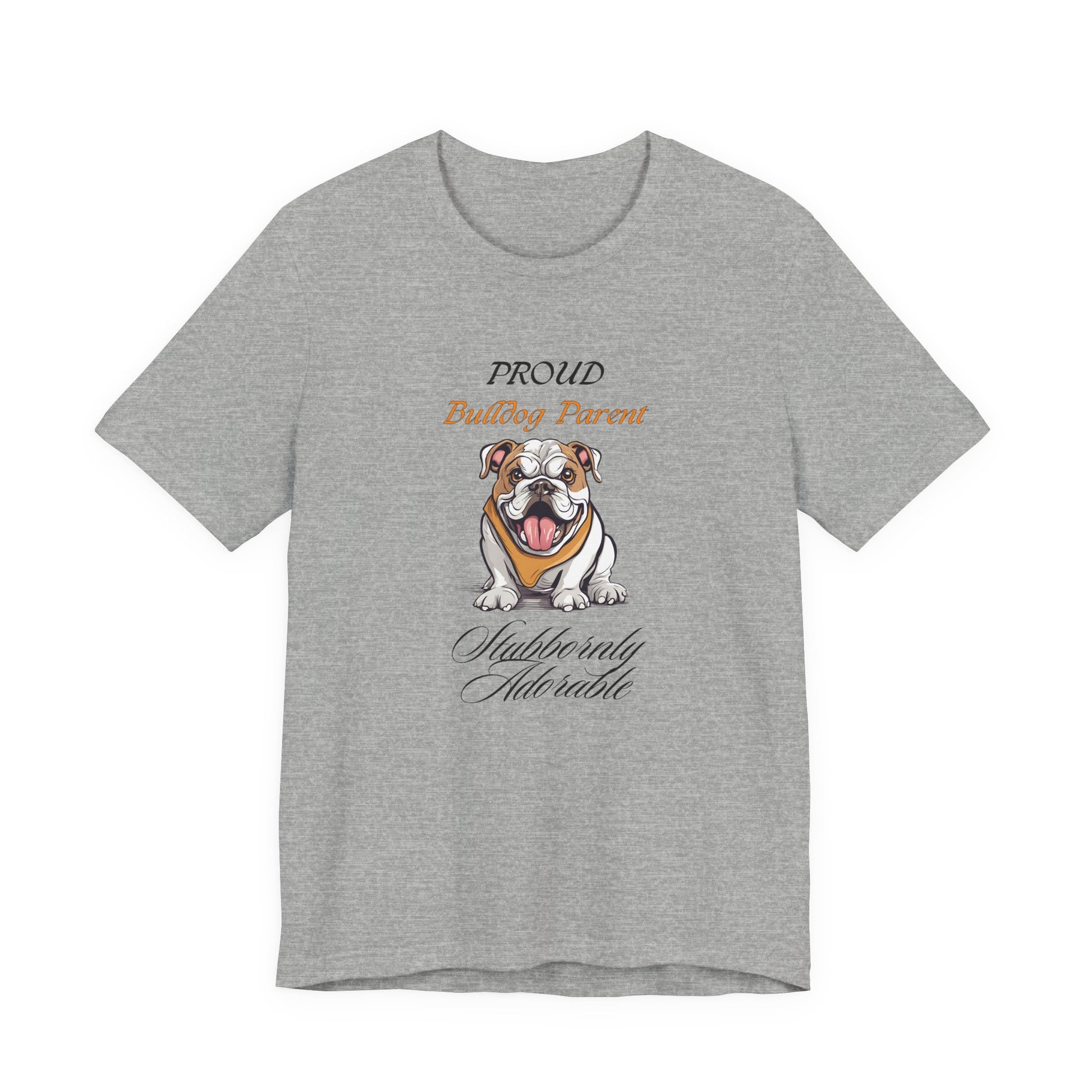 Proud Bulldog Parent t-shirt in Athletic Heather, front view