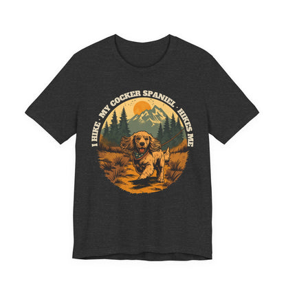 Funny hiking cocker spaniel slogan tee