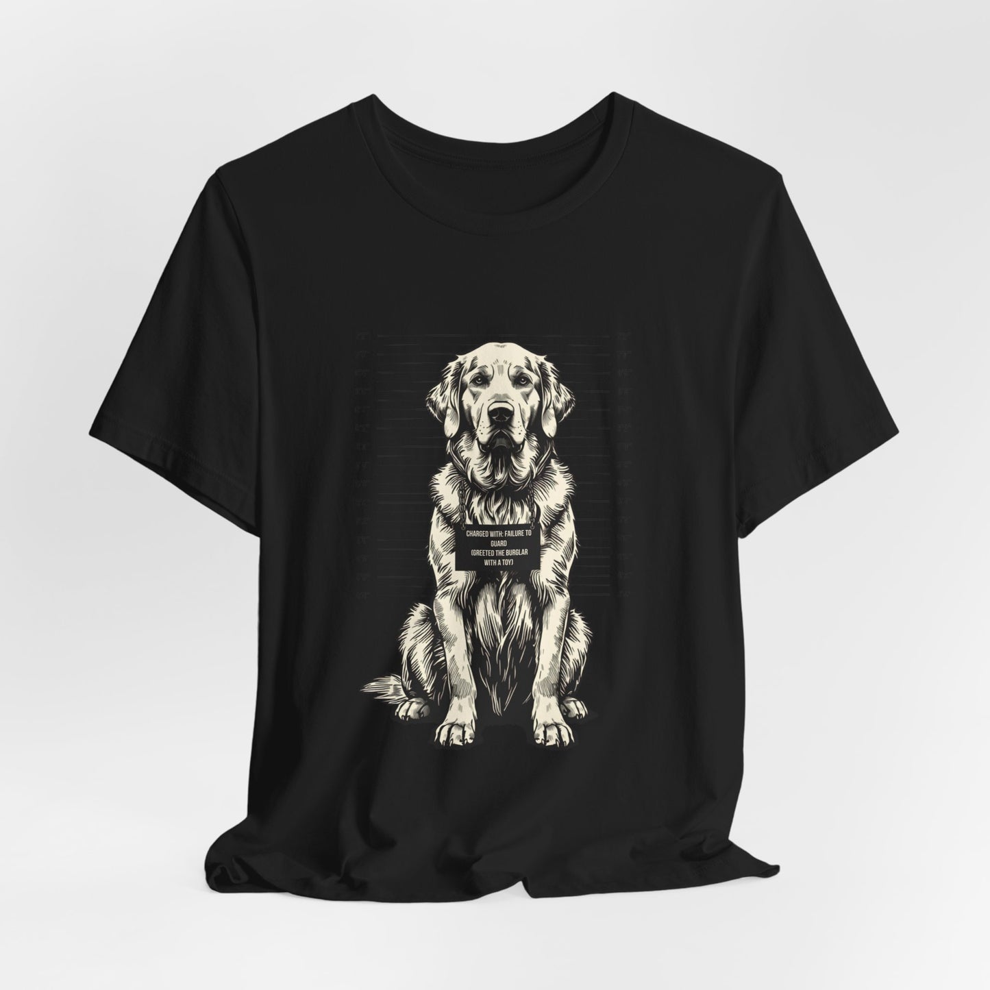 Gift-ready photo of the Golden Retriever True Crime Night Shift tee