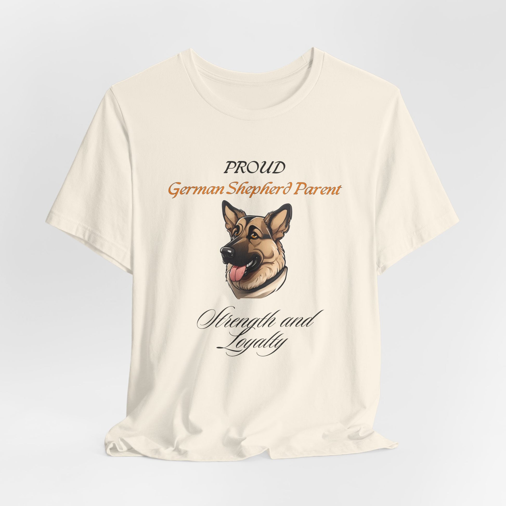 Proud German Shepherd Parent t-shirt in Yellow, flat lay