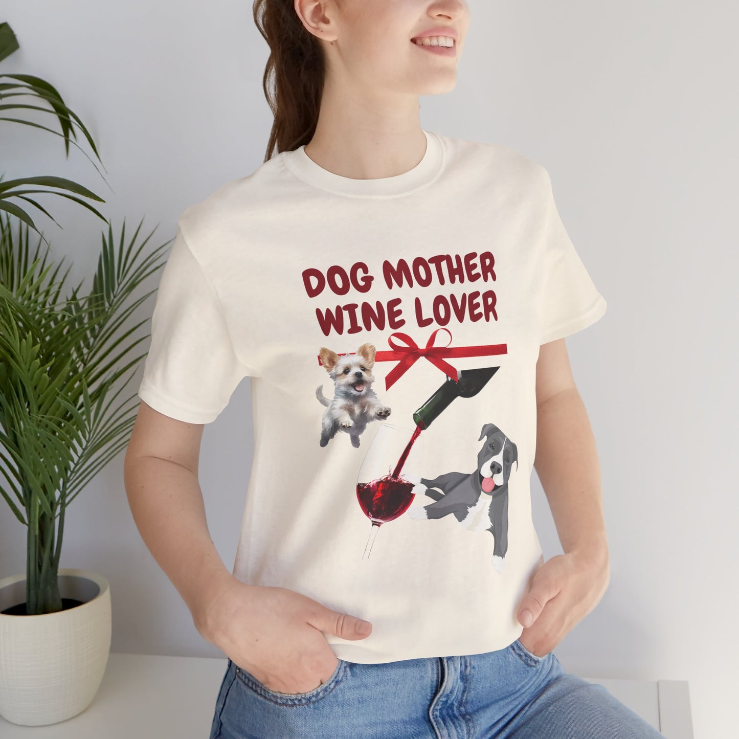Dog Mother Wine Lover t-shirt size and fit reference image