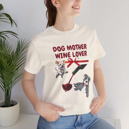 Dog Mother Wine Lover t-shirt size and fit reference image