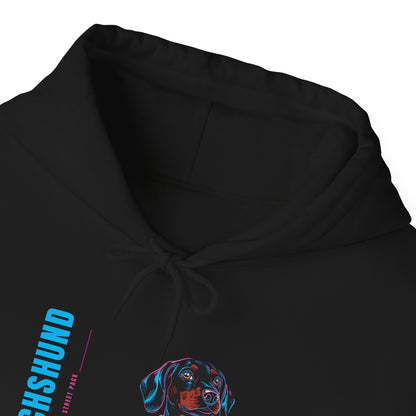 Neon sausage dog hoodie with chain detail