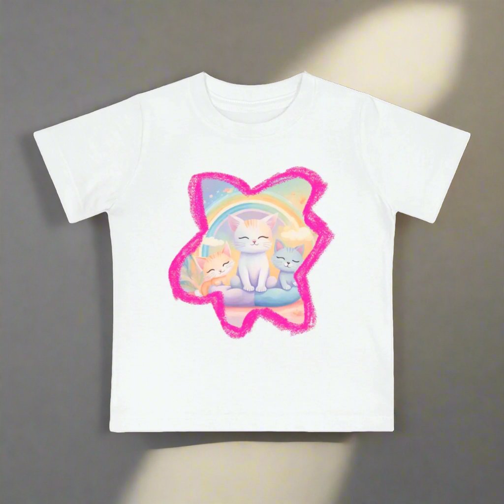 🐱 Adorable Cats & Rainbows Baby T-Shirt – Soft, Stylish & Durable! 🌈-Sniffwaggleandwalk™