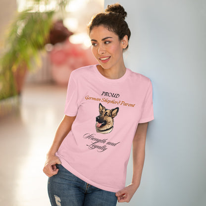 PROUD GERMAN SHEPHARD PARENT. "strength and loyalty" Dog Themed Soft Organic T-shirt - Unisex - Sniff Waggle And Walk