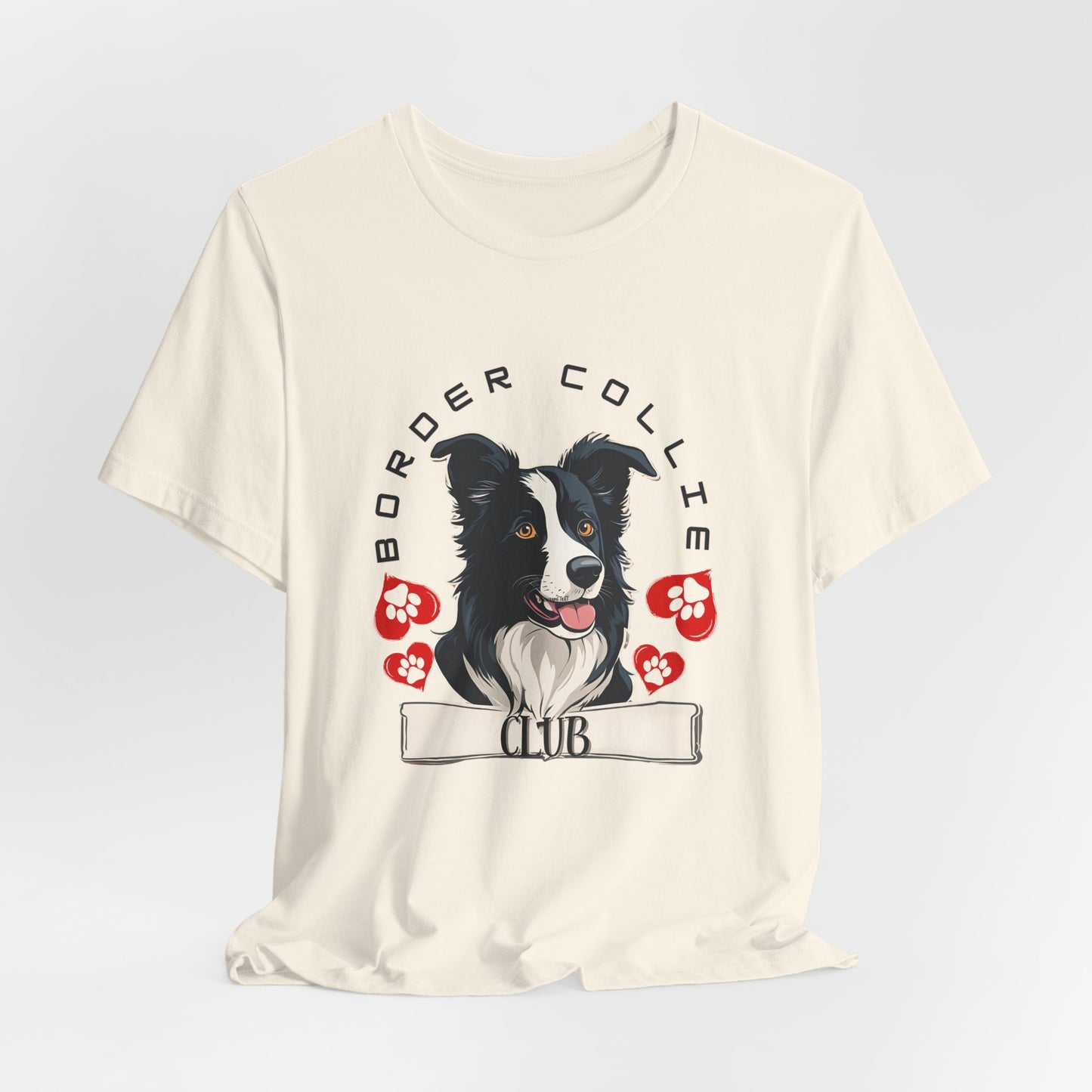 Border Collie Club tee back view Natural BC3001 — SniffWaggleNWalk™