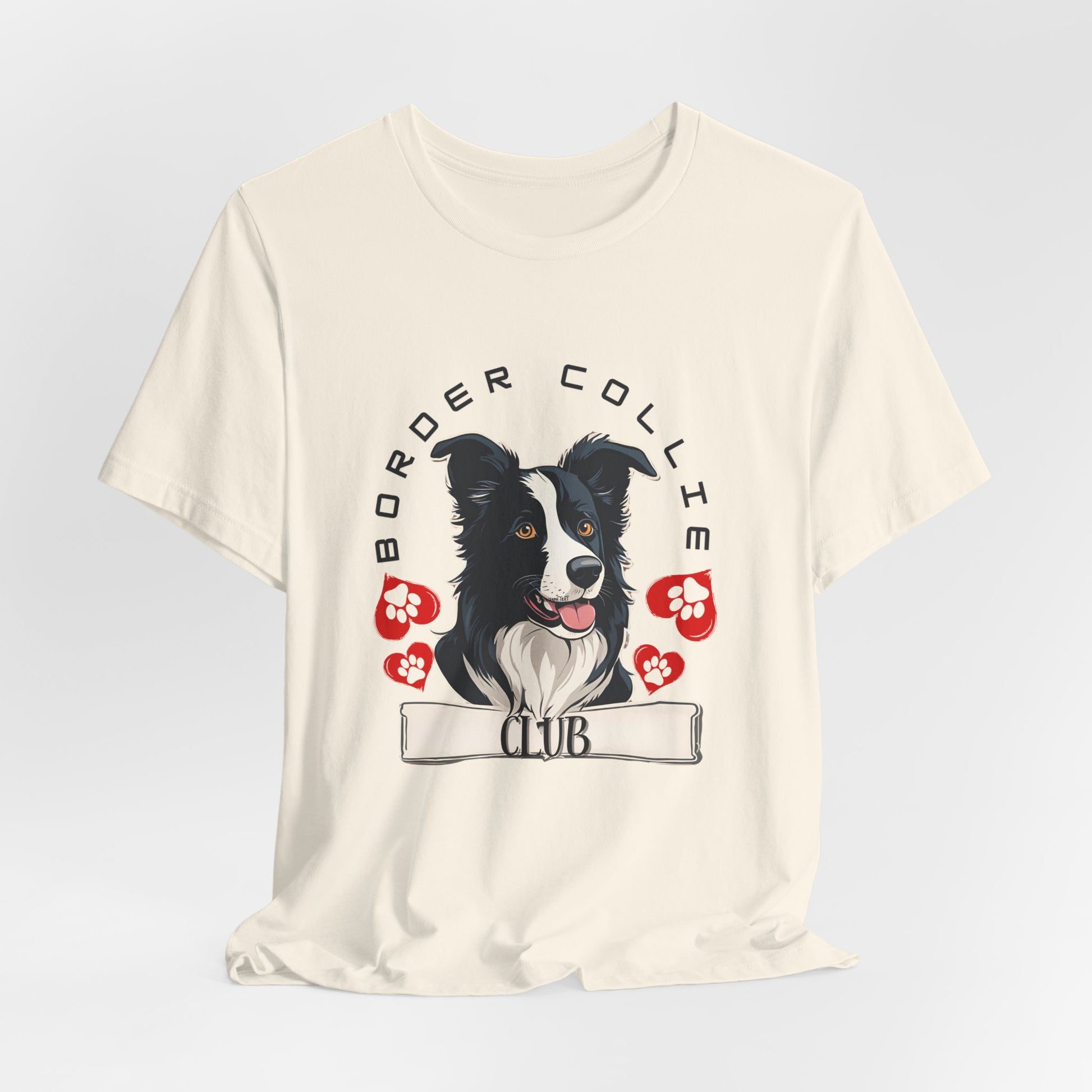 Border Collie Club tee back view Natural BC3001 — SniffWaggleNWalk™