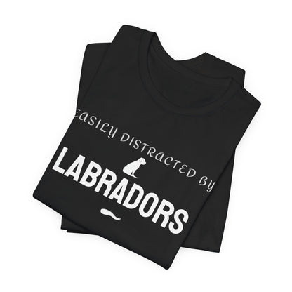 Black unisex Labrador t-shirt worn casually, funny dog lover gift idea