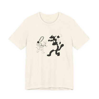 The Itchiest Scratchiest tee — Heather Blue, front view, Bella+Canvas unisex t-shirt