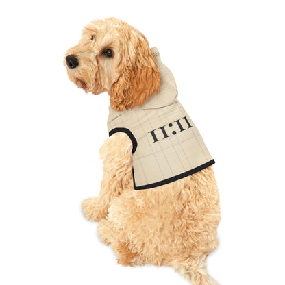 Minimalist 11:11 alignment pet hoodie with neutral architectural pattern