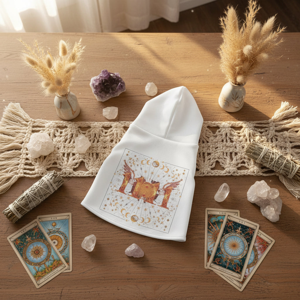 WHITE HOODED PREMIUM DOG ANGEL NUMBER HOODIE