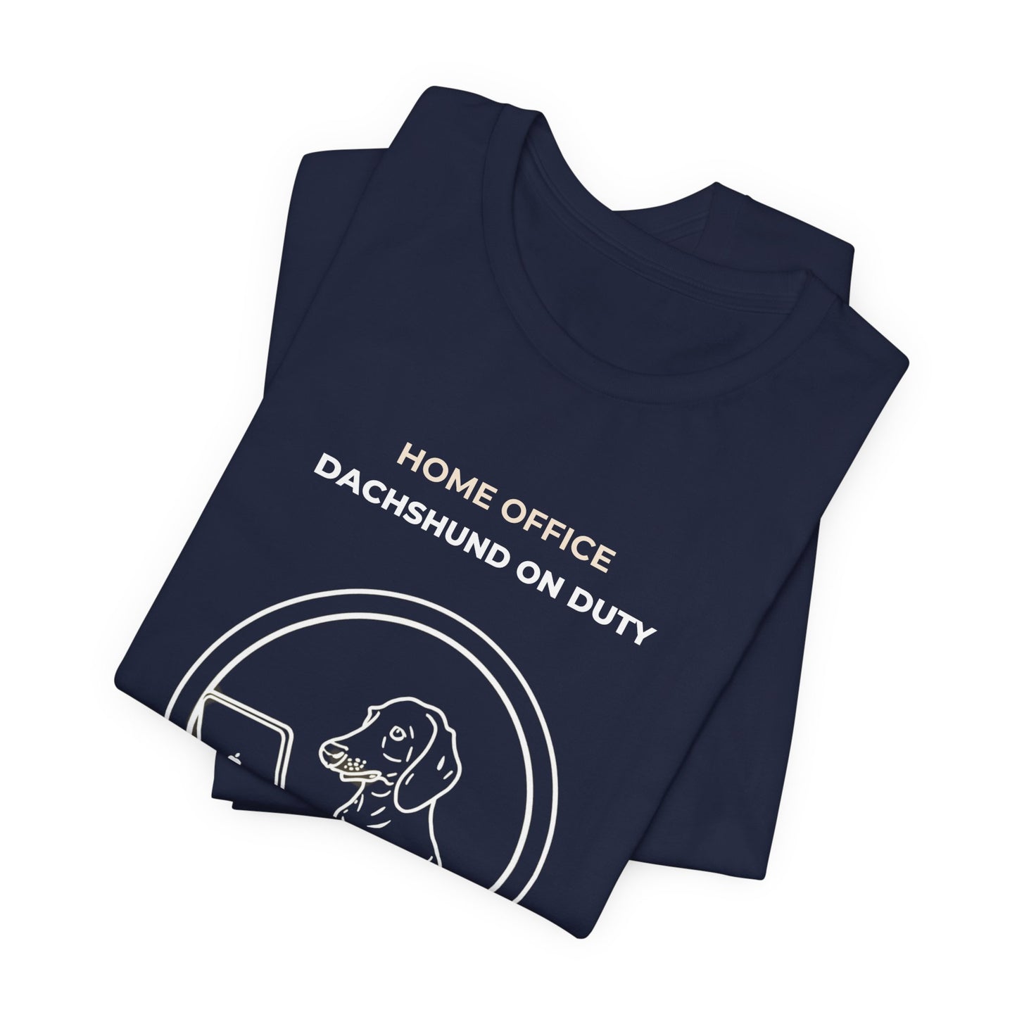 Dachshund Home Office Tee — "Home Office Dachshund On Duty" Cute Dog Laptop T-Shirt