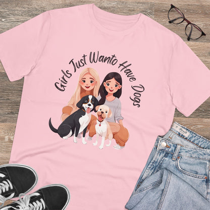 "GIRLS JUST WANTO HAVE DOGS" Organic T-shirt - Unisex - Sniff Waggle And Walk