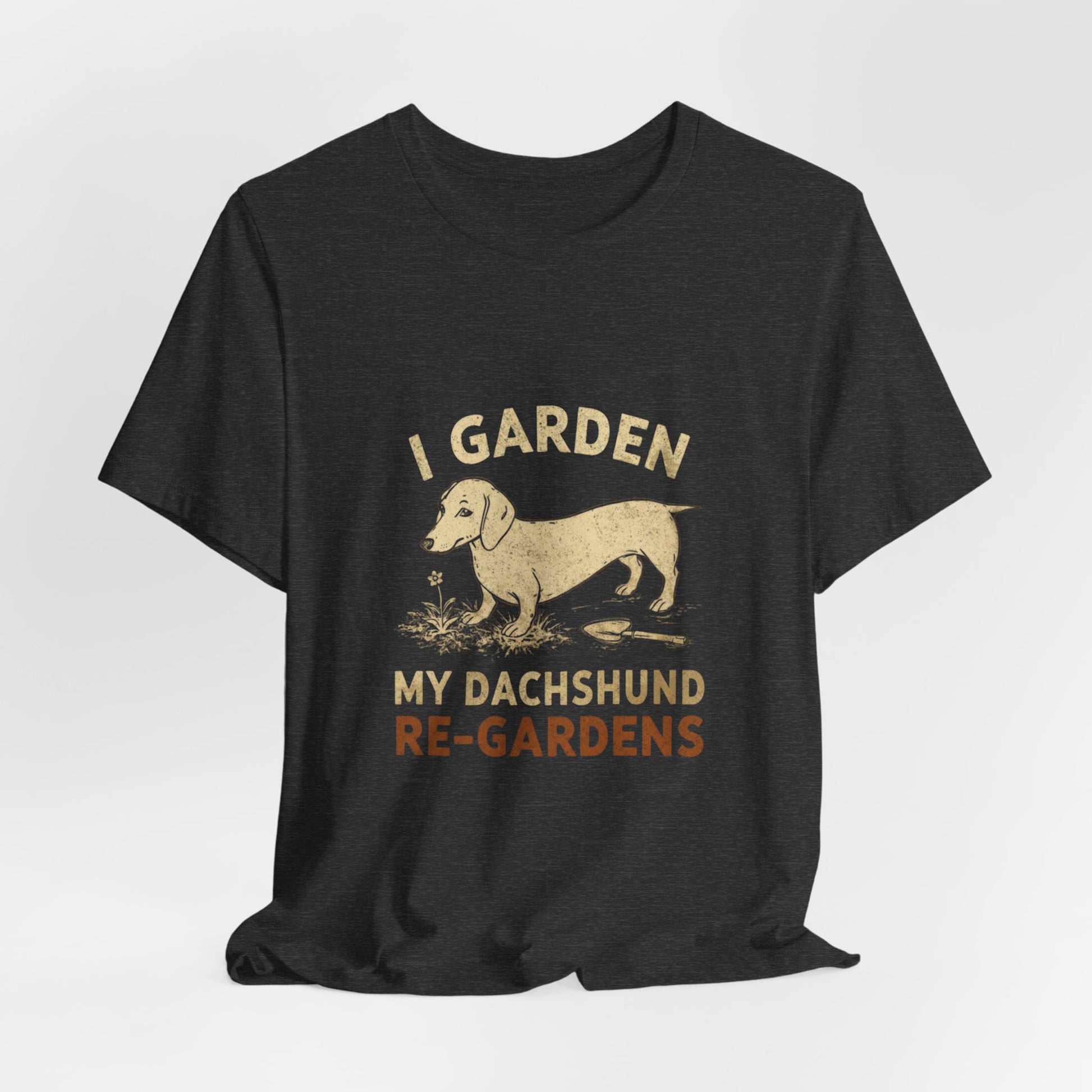 Sausage dog gardening dog tee lifestyle photo
