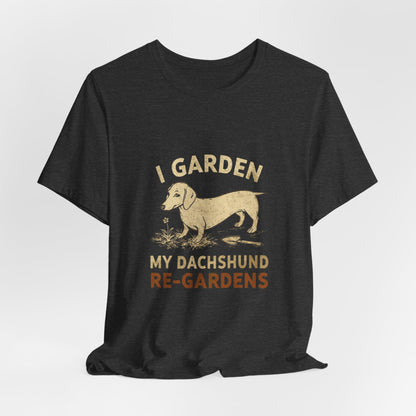 Sausage dog gardening dog tee lifestyle photo