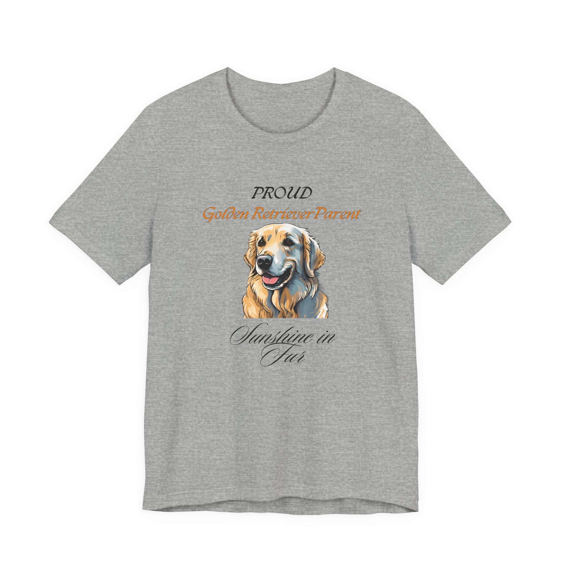 Proud Golden Retriever Parent t-shirt in Athletic Heather, front view