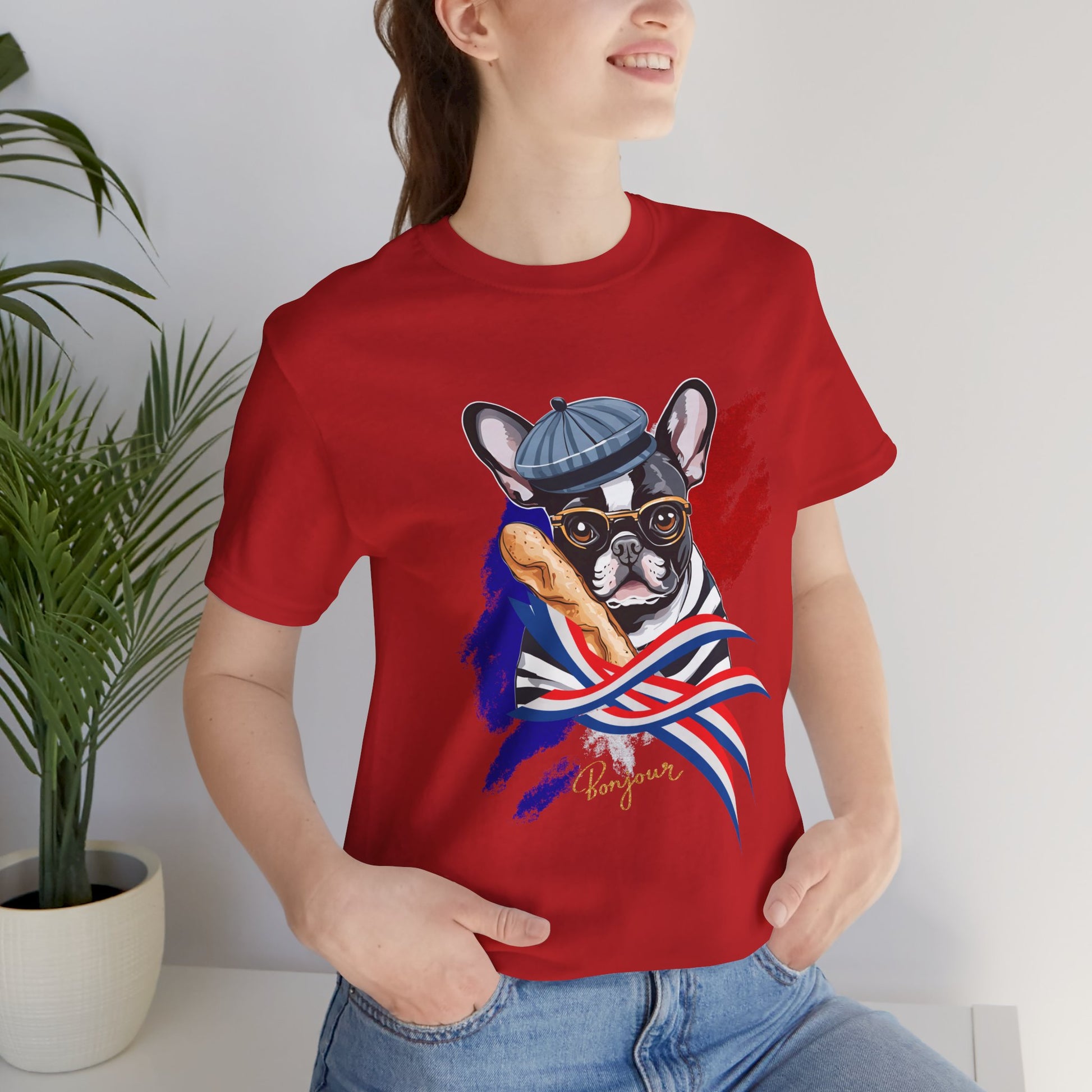 French Bulldog Baguette White tee — final colourway, printed to order, free worldwide delivery — SniffWaggleNWalk™