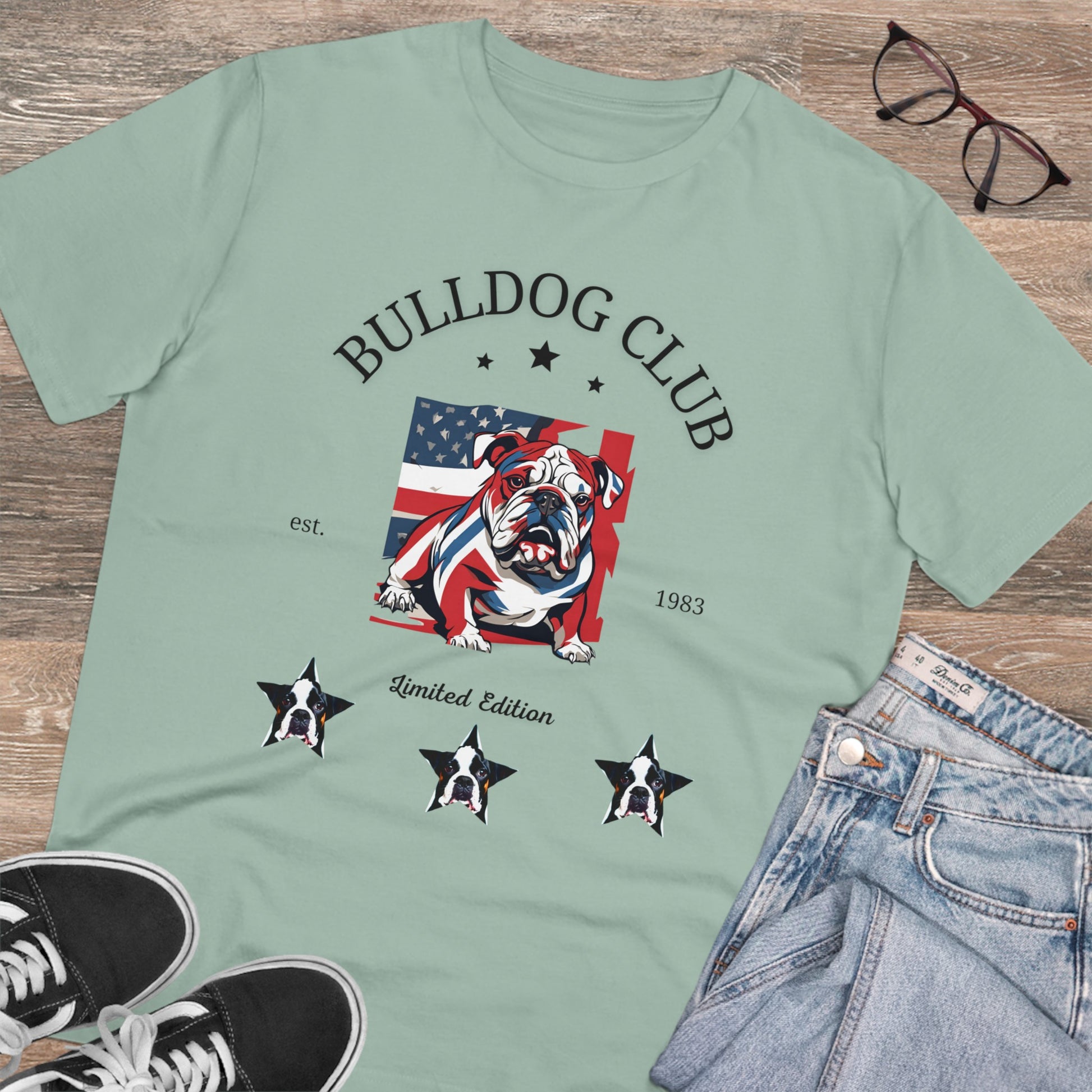 "BULLDOG CLUB" Organic Creator T-shirt - Unisex by Sniff, Waggle, and Walk™ - Sniff Waggle And Walk