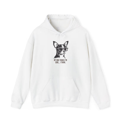 Light pink My Dog Thinks I'm Cool dog lover hoodie
