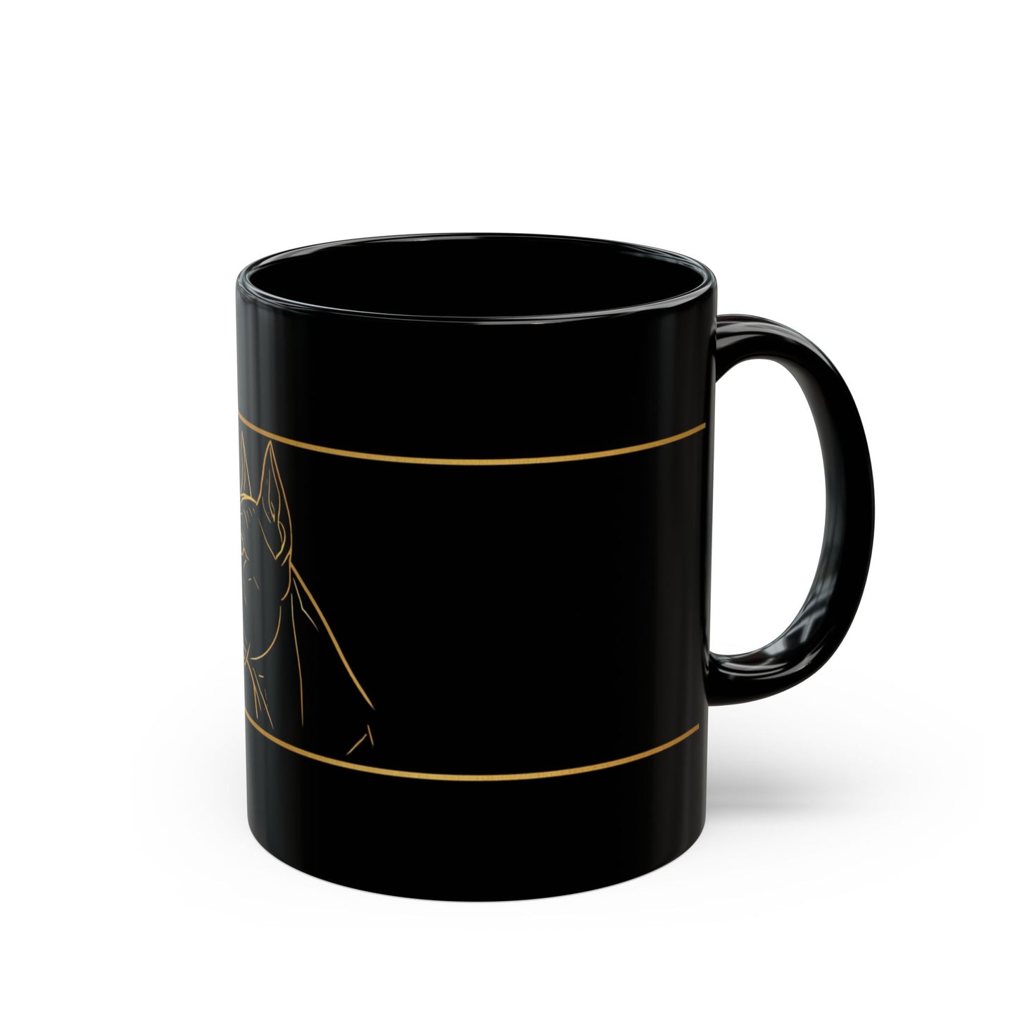Black Ceramic Mug with Gold staffie Outline – Elegant Pet Lover Coffee Cup (11oz, 15oz)