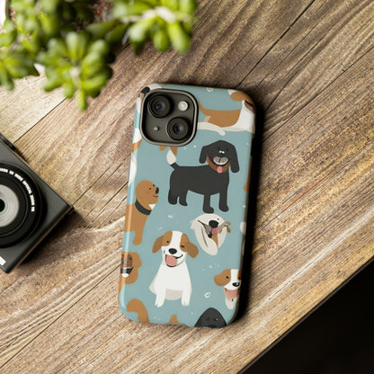 Sniffwagglendwalk™ Multi Dog Design Tough Phone Case. - Sniff Waggle And Walk