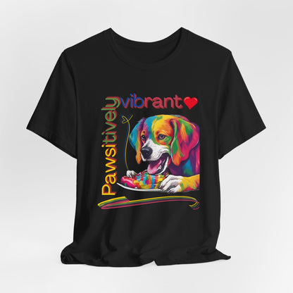 Pawsitively Vibrant T-Shirt — sustainable cotton tee detail