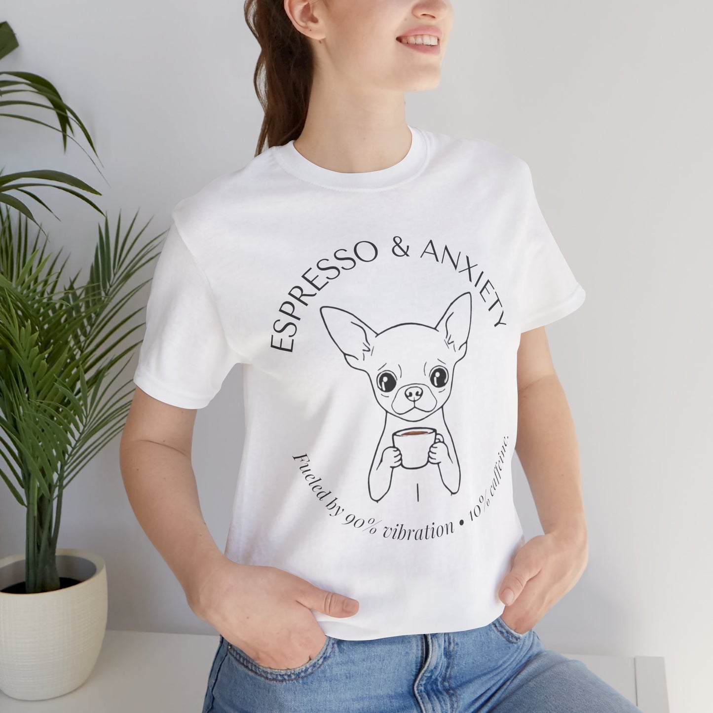 Espresso & Anxiety Chihuahua Tee — Cute Coffee Dog Graphic T-Shirt