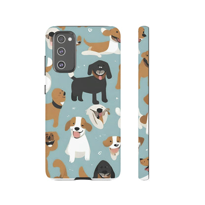 Sniffwagglendwalk™ Multi Dog Design Tough Phone Case. - Sniff Waggle And Walk