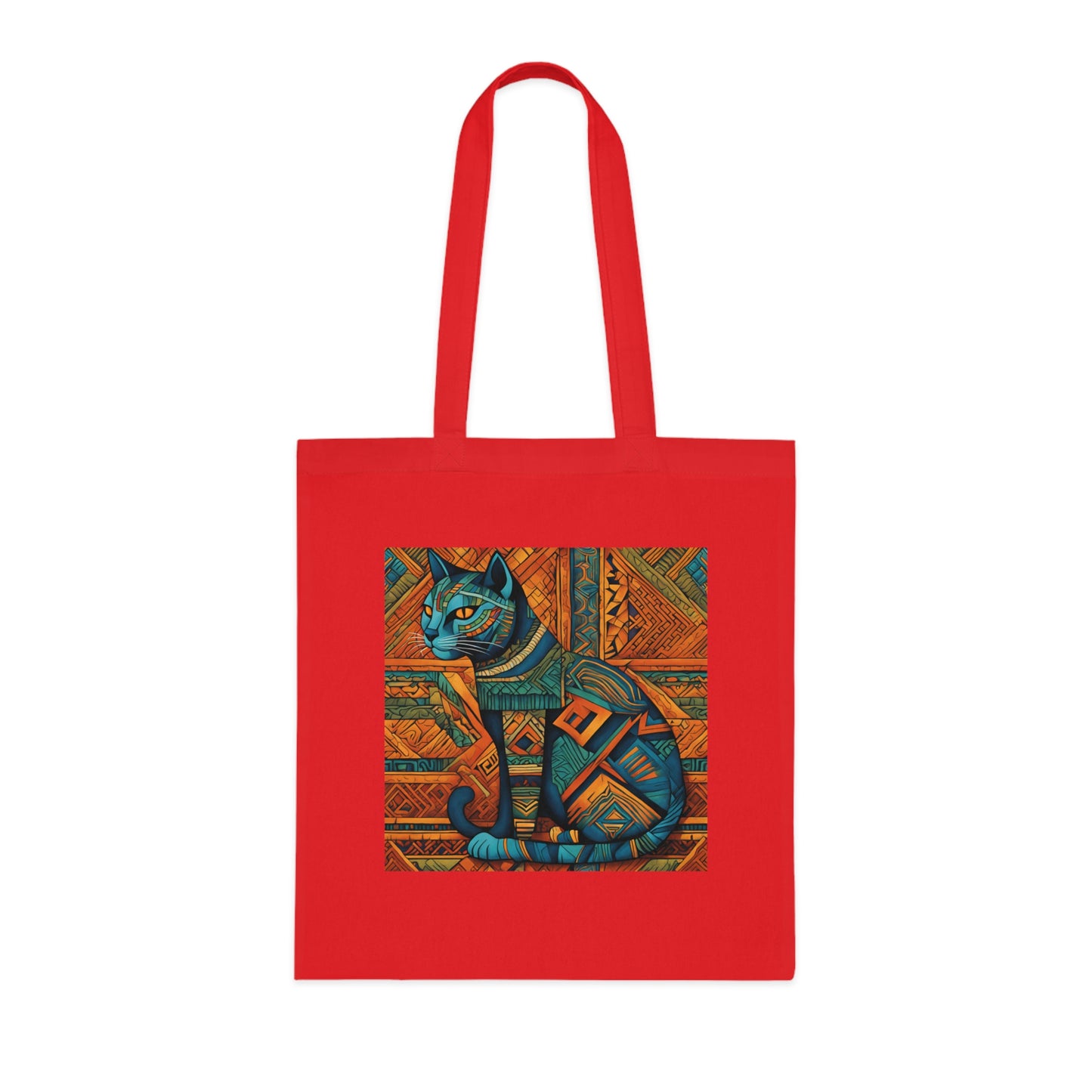 Cotton Tote Bag with Egyptian Cat Design-Sniffwaggleandwalk™