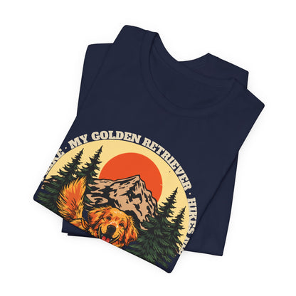 Funny Golden Retriever hiking dog tee — SniffWaggleNWalk
