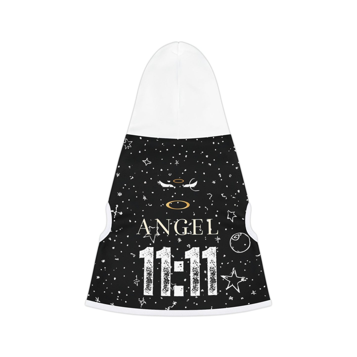 Pet Hoodie — Black 'Angel 11:11' Starry Hooded Dog Shirt