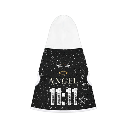Pet Hoodie — Black 'Angel 11:11' Starry Hooded Dog Shirt
