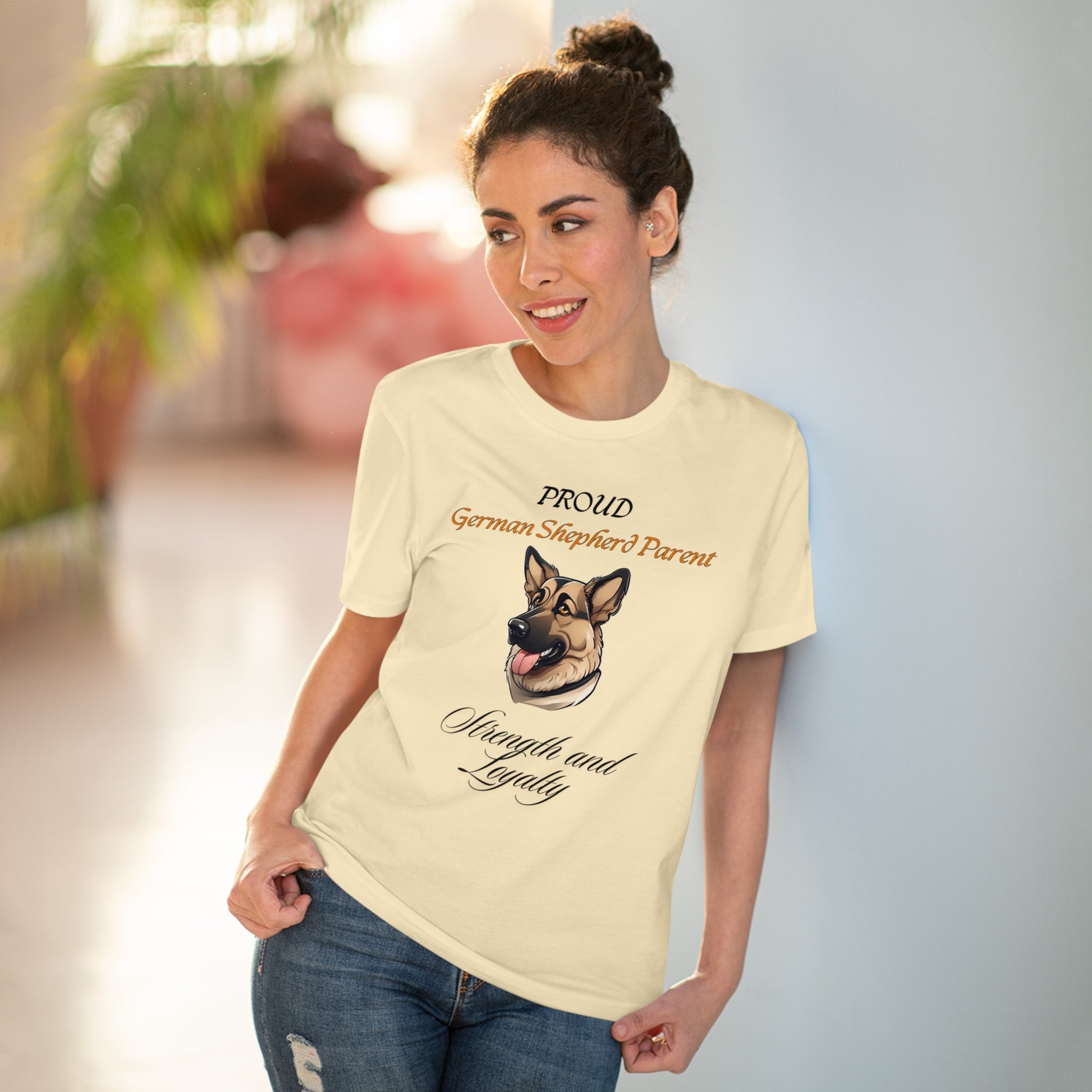 PROUD GERMAN SHEPHARD PARENT. "strength and loyalty" Dog Themed Soft Organic T-shirt - Unisex - Sniff Waggle And Walk