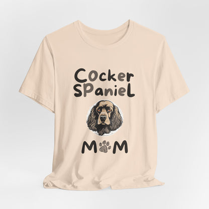 Cocker Spaniel Mum t-shirt in Soft Cream, hanging front view
