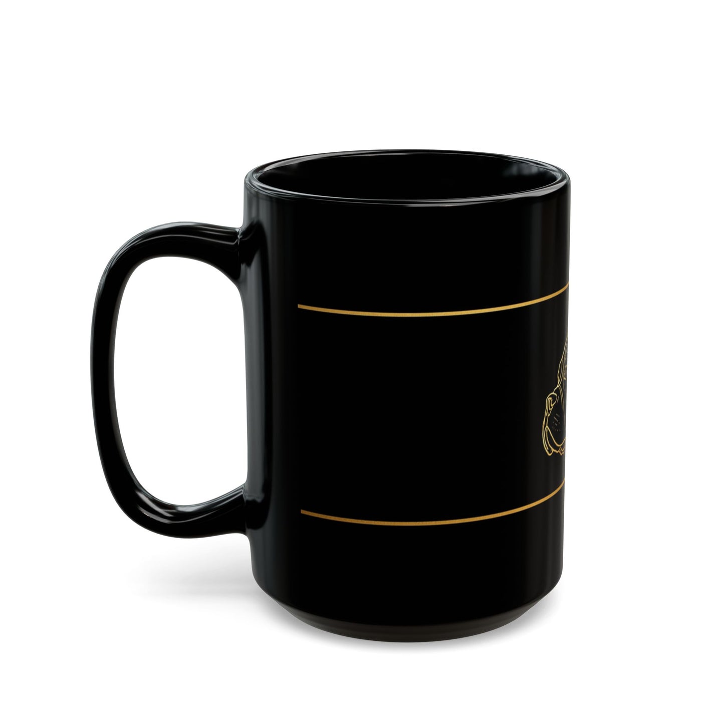 Black Ceramic Mug with Gold staffie Outline – Elegant Pet Lover Coffee Cup (11oz, 15oz)